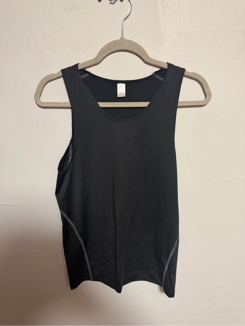 Black Active Tank Top with White Trim